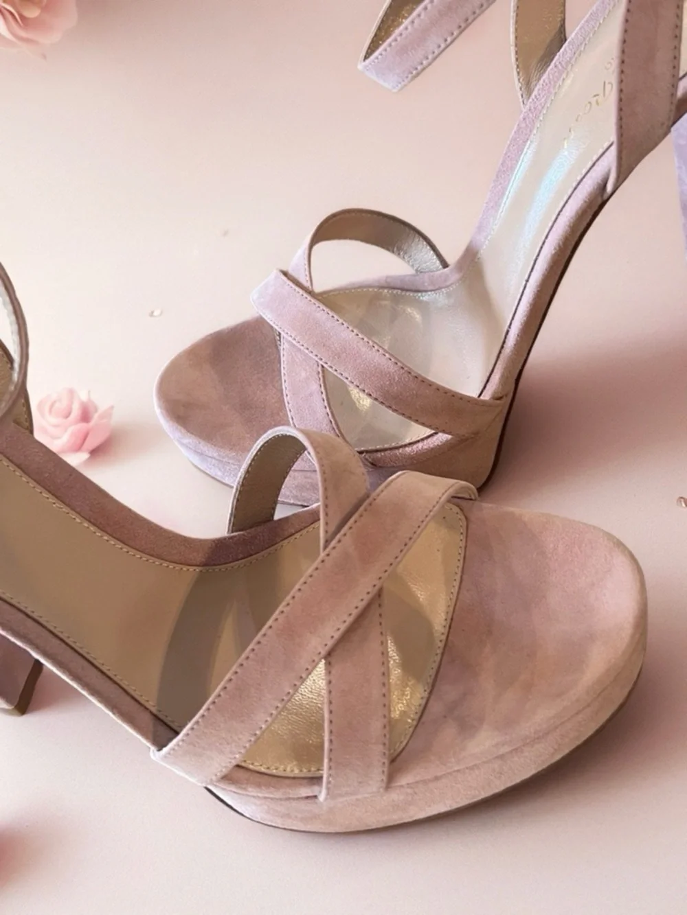 Gianvito Rossi Pink Platform Sandal in Dahlia Ballet Pink Suede